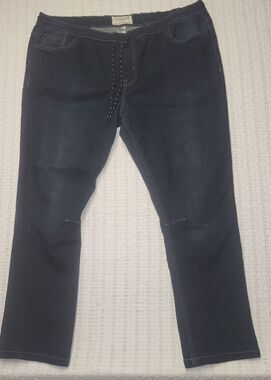 Free Planet Jeans Mens sz 42 Drawstring Stretch Stone Wash Blue Denim New